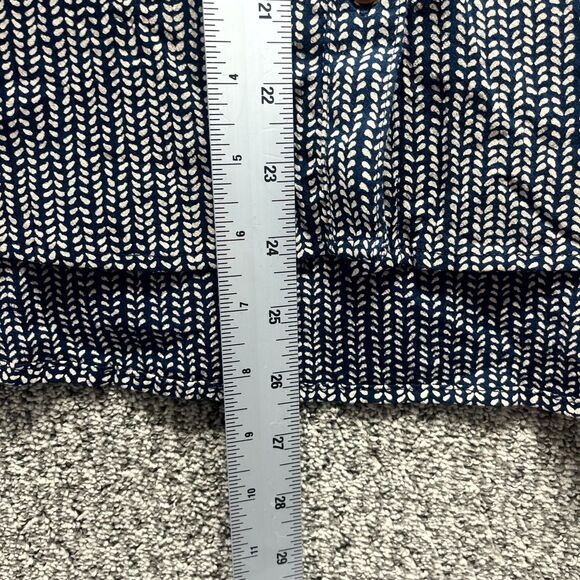 L.L. Bean Womens Large Blouse Top Black White Print Organic Cotton Button Front - Picture 9 of 15